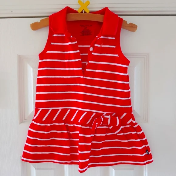 open lace back dress Vintage Nautica Red Zip Polo Dress